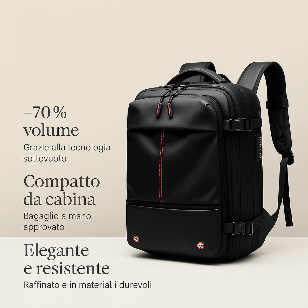 Zaino salvaspazio con compressione sottovuoto