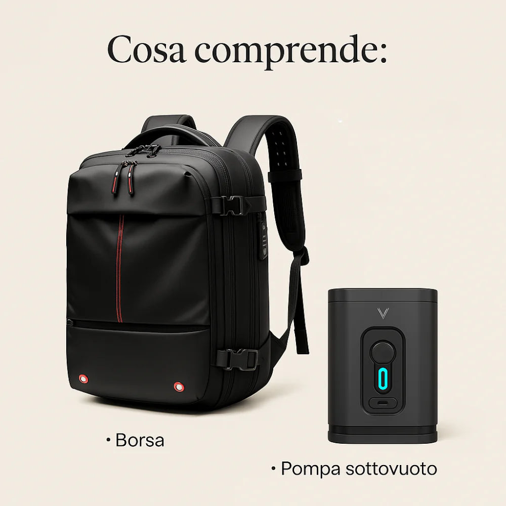 Zaino salvaspazio con compressione sottovuoto